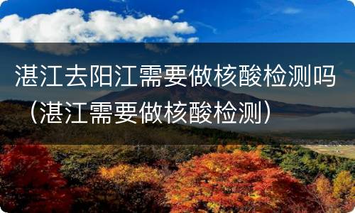 湛江去阳江需要做核酸检测吗（湛江需要做核酸检测）