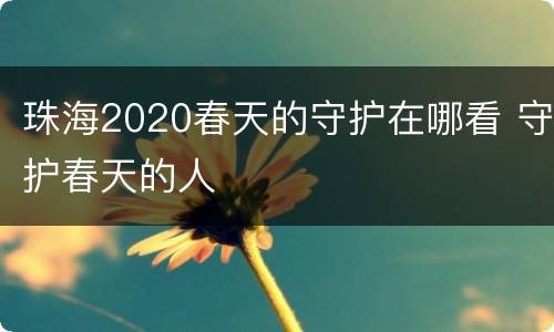 珠海2020春天的守护在哪看 守护春天的人