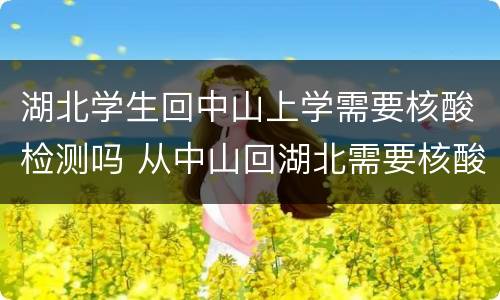湖北学生回中山上学需要核酸检测吗 从中山回湖北需要核酸检测吗