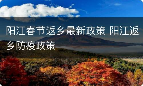 阳江春节返乡最新政策 阳江返乡防疫政策