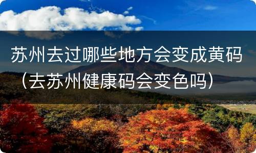 苏州去过哪些地方会变成黄码（去苏州健康码会变色吗）