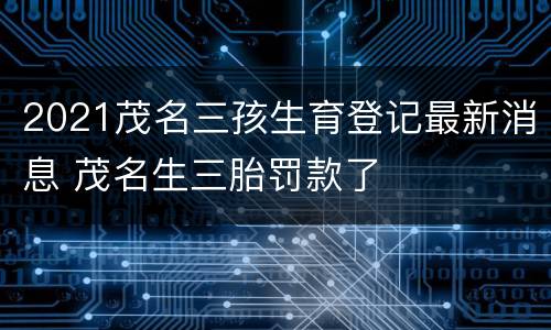 2021茂名三孩生育登记最新消息 茂名生三胎罚款了