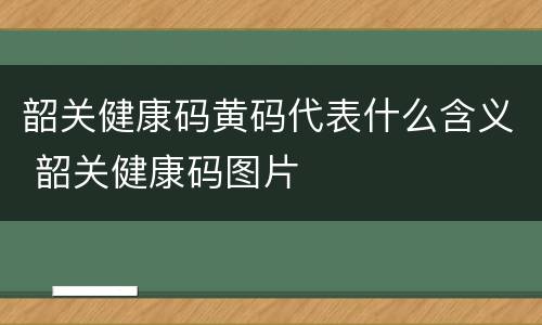 韶关健康码黄码代表什么含义 韶关健康码图片