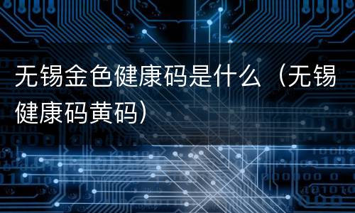 无锡金色健康码是什么（无锡健康码黄码）