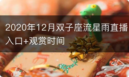 2020年12月双子座流星雨直播入口+观赏时间