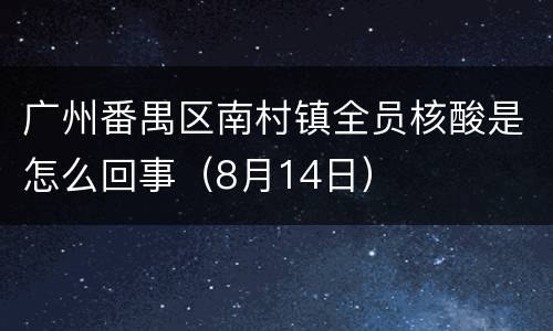 广州番禺区南村镇全员核酸是怎么回事（8月14日）