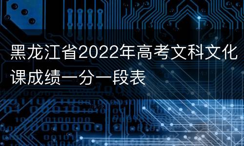 黑龙江省2022年高考文科文化课成绩一分一段表