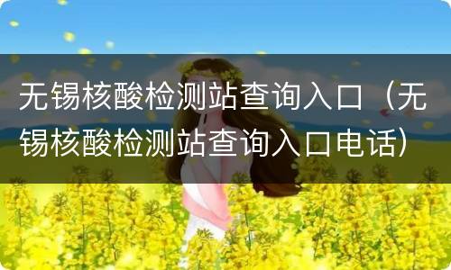 无锡核酸检测站查询入口（无锡核酸检测站查询入口电话）