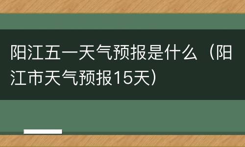 阳江五一天气预报是什么（阳江市天气预报15天）