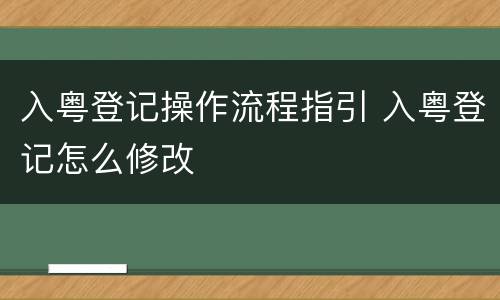 入粤登记操作流程指引 入粤登记怎么修改