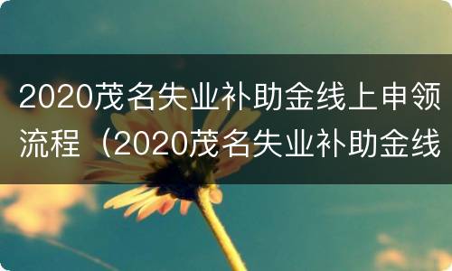 2020茂名失业补助金线上申领流程（2020茂名失业补助金线上申领流程视频）
