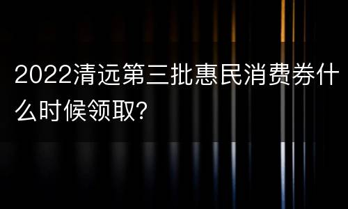 2022清远第三批惠民消费券什么时候领取？