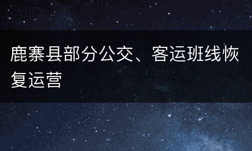 鹿寨县部分公交、客运班线恢复运营