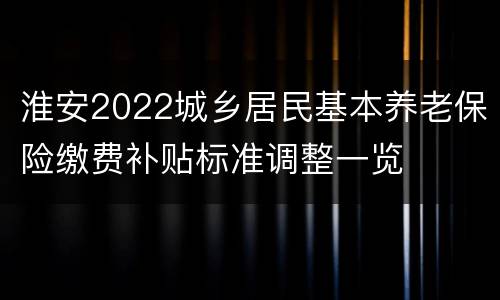 淮安2022城乡居民基本养老保险缴费补贴标准调整一览