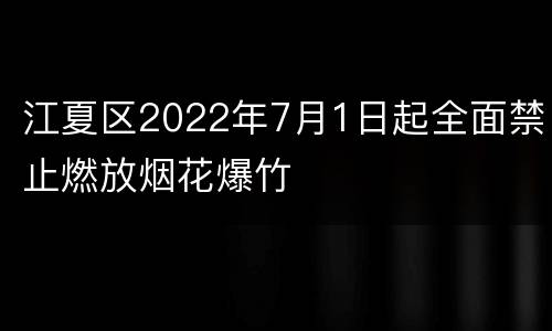 江夏区2022年7月1日起全面禁止燃放烟花爆竹