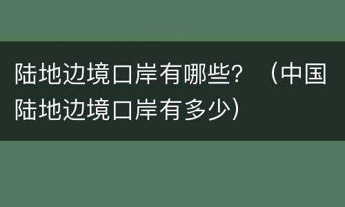 陆地边境口岸有哪些？（中国陆地边境口岸有多少）