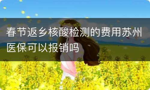 春节返乡核酸检测的费用苏州医保可以报销吗