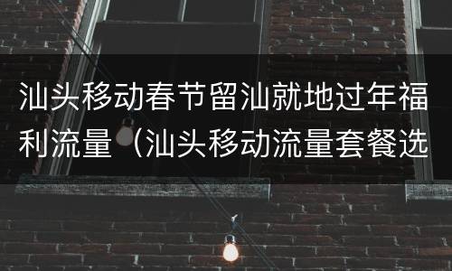 汕头移动春节留汕就地过年福利流量（汕头移动流量套餐选什么最合算）