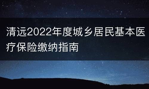 清远2022年度城乡居民基本医疗保险缴纳指南