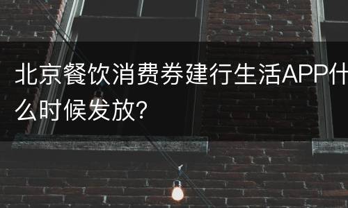 北京餐饮消费券建行生活APP什么时候发放？