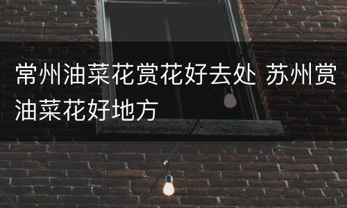 常州油菜花赏花好去处 苏州赏油菜花好地方