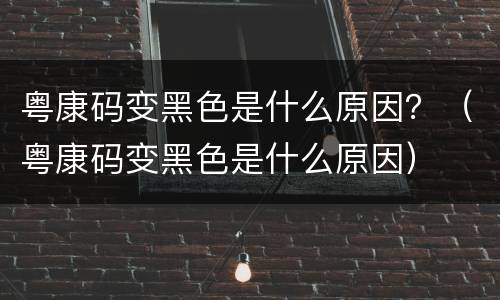 粤康码变黑色是什么原因？（粤康码变黑色是什么原因）