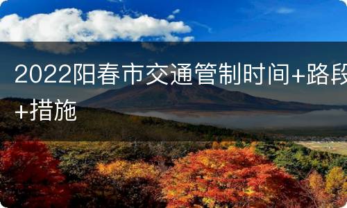 2022阳春市交通管制时间+路段+措施
