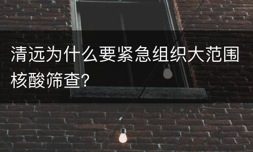 清远为什么要紧急组织大范围核酸筛查？