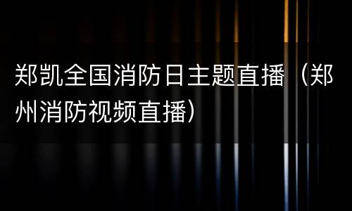 郑凯全国消防日主题直播（郑州消防视频直播）