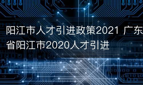 阳江市人才引进政策2021 广东省阳江市2020人才引进