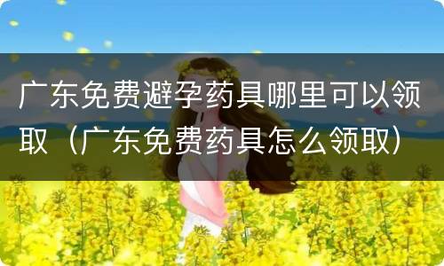 广东免费避孕药具哪里可以领取（广东免费药具怎么领取）