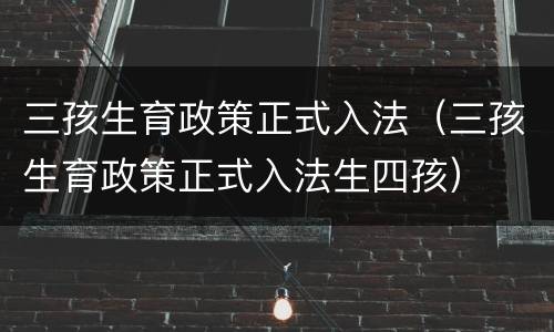 三孩生育政策正式入法（三孩生育政策正式入法生四孩）