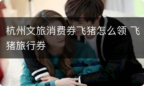 杭州文旅消费券飞猪怎么领 飞猪旅行券