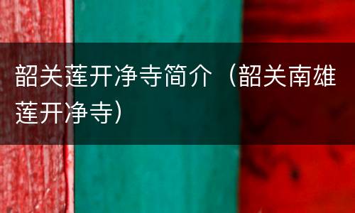 韶关莲开净寺简介（韶关南雄莲开净寺）