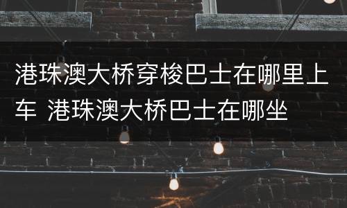 港珠澳大桥穿梭巴士在哪里上车 港珠澳大桥巴士在哪坐