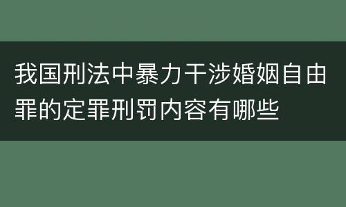 我国刑法中暴力干涉婚姻自由罪的定罪刑罚内容有哪些