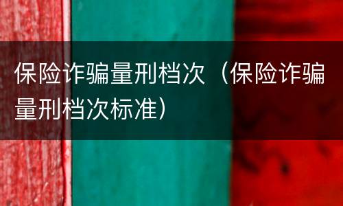 保险诈骗量刑档次（保险诈骗量刑档次标准）