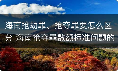 海南抢劫罪、抢夺罪要怎么区分 海南抢夺罪数额标准问题的规定