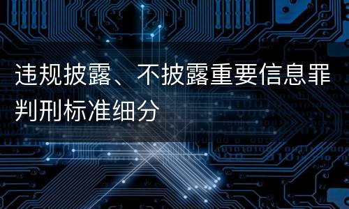 违规披露、不披露重要信息罪判刑标准细分
