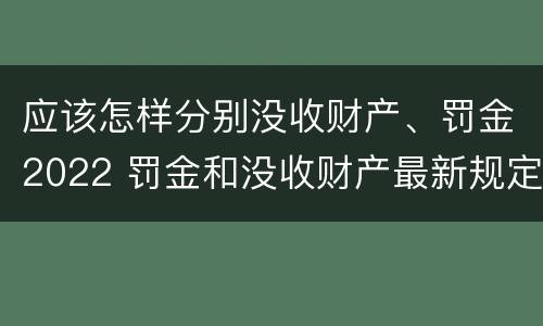 应该怎样分别没收财产、罚金2022 罚金和没收财产最新规定