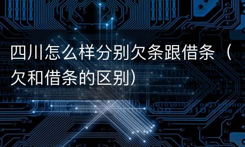 四川怎么样分别欠条跟借条（欠和借条的区别）