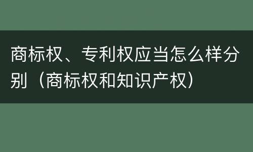 商标权、专利权应当怎么样分别（商标权和知识产权）