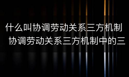 什么叫协调劳动关系三方机制 协调劳动关系三方机制中的三方指的是什么