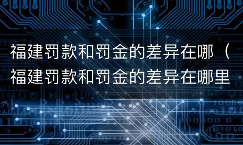 福建罚款和罚金的差异在哪（福建罚款和罚金的差异在哪里）