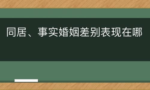同居、事实婚姻差别表现在哪