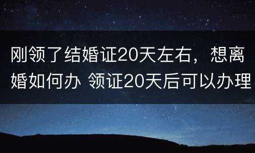刚领了结婚证20天左右，想离婚如何办 领证20天后可以办理离婚证吗