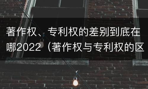 著作权、专利权的差别到底在哪2022（著作权与专利权的区别）