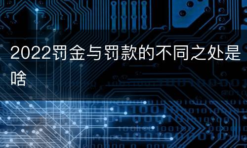 2022罚金与罚款的不同之处是啥
