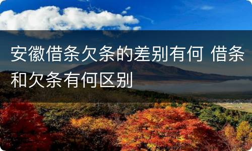 安徽借条欠条的差别有何 借条和欠条有何区别