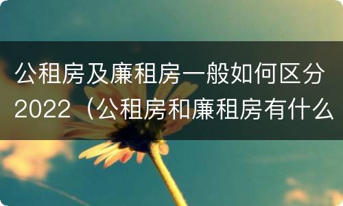 公租房及廉租房一般如何区分2022（公租房和廉租房有什么区别?2019年的）